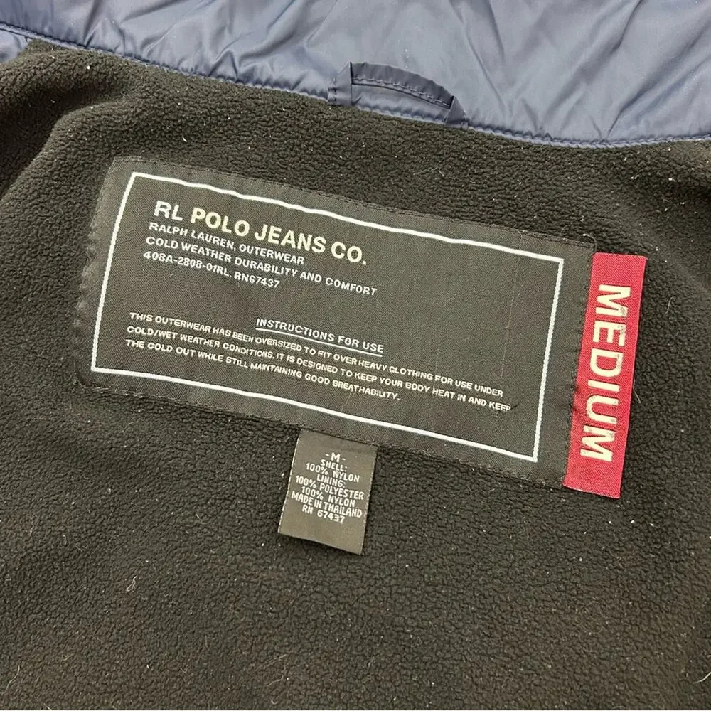 Ralph Lauren Polo Jeans Vintage Windbreaker Fleece Lined‎ Spell Out Sleeve As-is